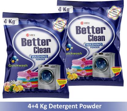 Orveen Better Clean Detergent Powder 4+4 Kg | Dissolves Easily | New Advanced Laundry Detergent Powder (Active Fresh)