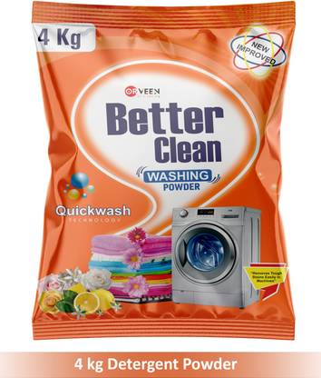 Orveen Powerwash Detergent Powder 4Kg | Quick Dissolution | Remove Tough Stain* Laundry Detergent Powder (Active Fresh)