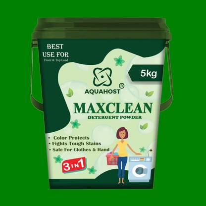 AQUAHOST Maxclean Detergent Powder | Preserve Fabric Shine, Easy Detergent Powder 5 kg Detergent Powder (Multi-fragrance formula)