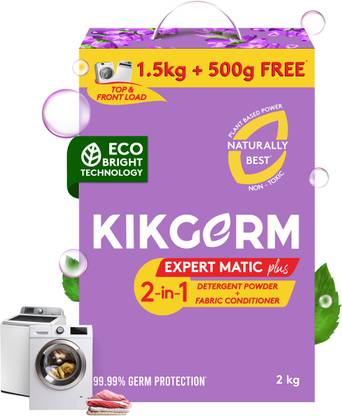Kikgerm Expert Plus Top & Front Load BUY 1.5KG +0.5kg FREE Detergent Powder (Lavender Breeze)