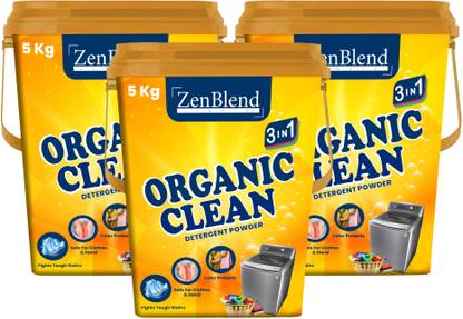 ZENBLEND Double Power Detergent Powder - 5 Kg | Top Load & Front Load, Better clean Detergent Powder (organic cleane)