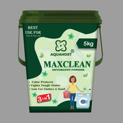 AQUAHOST Maxclean Washing Machine Detergent Powder – Dual Load (Top & Front) Compatible Detergent Powder (Active Fresh)