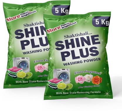 Shaktishali SHINE PLUS Smart Laundry Detergent Powder 5+5 Kg | Tough on Stains | Colour-Safe Detergent Powder (Active Fresh)