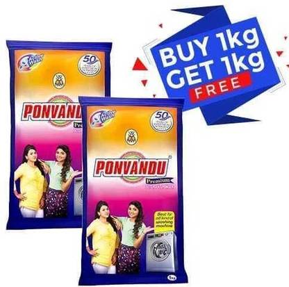 Ponvandu Premium Detergent Washing Powder 1Kg get 1KG Free Detergent Powder