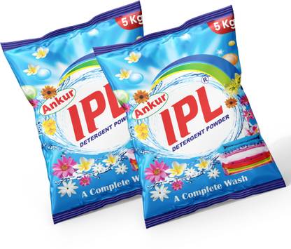 ANKUR IPL Detergent Powder, Washing Powder With Lemon & Bleach Remove Tough Stains (2X5Kg) Detergent Powder (Fresh Gentle)