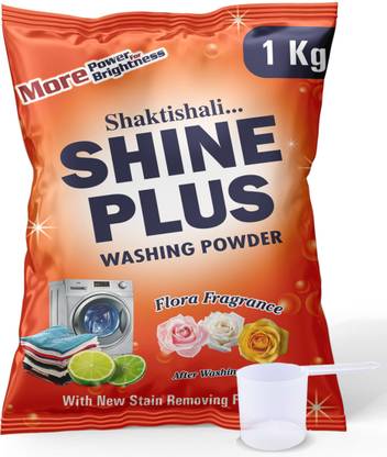 Shaktishali SHINE PLUS ActiveWash Detergent Powder 1 Kg | Tough on Stains, Soft on Fabrics, Colour-Safe Detergent Powder (Active Fresh)