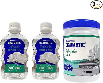 Dishmatic Dishwasher Salt & Rinse Aid Automatic Dishwashing Liquid Rinse Aid & Salt Powder Fresh Liquid Detergent