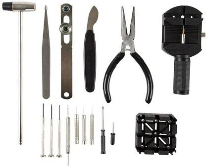 AS TOOL CENTER 16 pcs Watch Repair Tools Kit Band Strap Link Remover 16-piece Watch Repair Kit