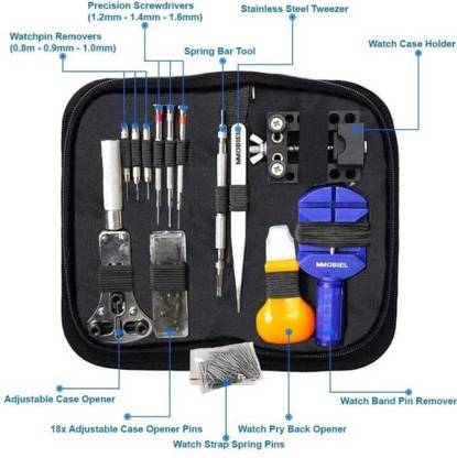 wagela PROFESSIONAL Watchmaker Repair Tool Kit Incl Watch Spring Pin Bars and Back 144-piece Watch Repair Kit