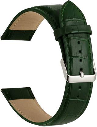 RStraps 22MM GREEN 22 mm Genuine Leather Watch Strap