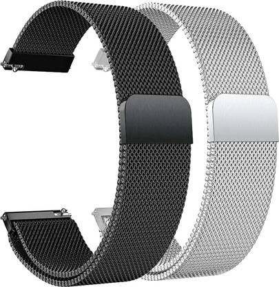 TRENDINGVIEW Metal Chain Watch Strap With Magnetic Lock Suitable For 20 MM Watch (Pack Of 2) 20 mm Metal Watch Strap