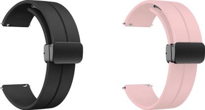 ACM Pack of 2 Strap Magnetic Clasp for TS Timestone Super Pro watch Black/Creame 3762283 mm Silicone Watch Strap
