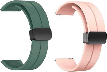 Vinylzone High Quality Folding Magnetic Watch Strap (Only Strap) (Not Watch) Pack Of 2 22 mm Silicone Watch Strap