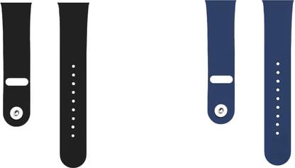 ACM Pack of 2 Sliding Watch Strap Silicone Belt for Apple Watch Series 6 44mm (Black/Dark Blue) Smart Watch Strap