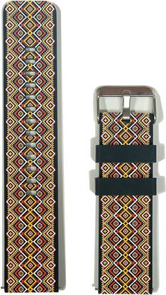 Trion Printed with Fabric Concept Light Weight Silicon Straps For Watch - Code -2 22 mm Silicone Watch Strap