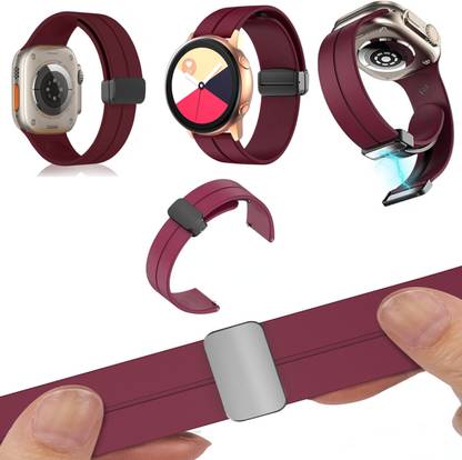 zeepzone Maroon 20MM - Watch Strap Silicone Belt Magnetic Clasp Compatible 20.6 mm Silicone Watch Strap