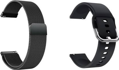 ACM Pack of 2 Strap Metal & Silicone for Fire-Boltt Eclipse Luxe Bsw166 Smartwatch 3412321 mm Metal Watch Strap