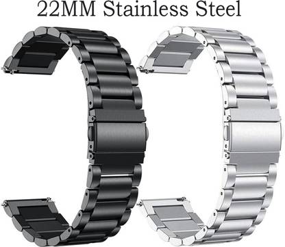 ADAMO Silicone strap all smartwatch and analog wristwatch(compatible watch in picture) 22 mm Stainless Steel Watch Strap