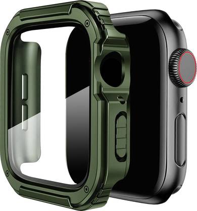 DailyObjects Army Green Athletic Fit Apple Watch Series Case with Screen Protector (45mm) 4.84 mm Silicone Watch Strap