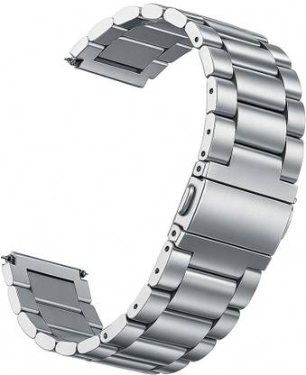 PREMBROTHERS Butterfly Clasp Heavy Metal Chain Strap with Secure Lock Technology 22 mm Stainless Steel Watch Strap