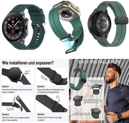 zeepzone Green - 20MM - Watch Strap Silicone Belt Magnetic Clasp Compatible 20.9 mm Silicone Watch Strap