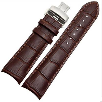 EWAccessories 24mm Genuine Leather Watch Band Strap Black Brown Silver Deployment 24 mm Resin Watch Strap