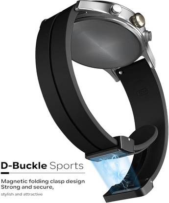 zeepzone Black 20MM - Watch Strap Silicone Belt Magnetic Clasp Compatible 22 mm Silicone Watch Strap