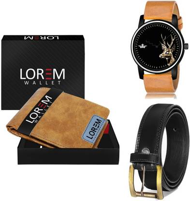 LOREM Belt, Wallet & Watch Combo