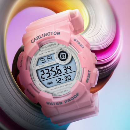 Carlington Junior 9121 Pink Carlington Resistant Digital Dial MultiFunction Working Alarm,Silicone Strap Digital Watch  - For Boys & Girls