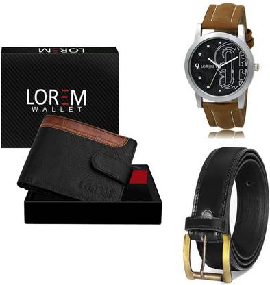 LOREM Belt, Wallet & Watch Combo