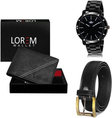 LOREM Belt, Wallet & Watch Combo