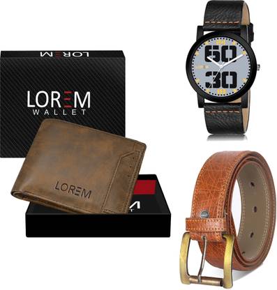 LOREM Belt, Wallet & Watch Combo