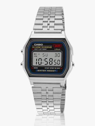 CASIO A159W-N1DF Vintage Black Dial Silver Stainless Steel Band Digital Watch  - For Men & Women