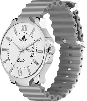 1540-white Silicon strap Day And Date analog watch for boys Analog Watch  - For Men
