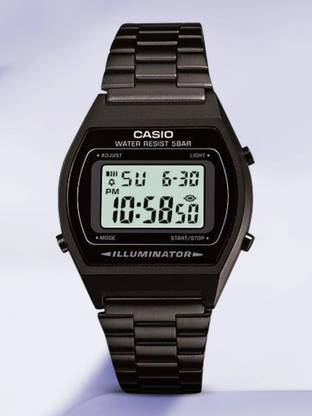 CASIO B640WB-1ADF Vintage Black Dial Black Stainless Steel Band Digital Watch  - For Men & Women