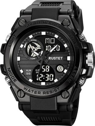 RUSTET 2031 2031 50m Waterproof Dual-Time Men's Watch Multifunction 12H / 24H Format Analog-Digital Watch  - For Men