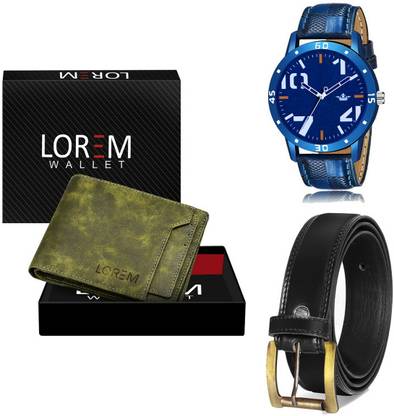 LOREM Belt, Wallet & Watch Combo