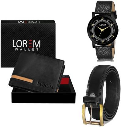LOREM Belt, Wallet & Watch Combo