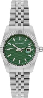 French Connection Maverick Maverick Green Dated Textured Dial | Women's Silver Analog Watch Analog Watch  - For Women