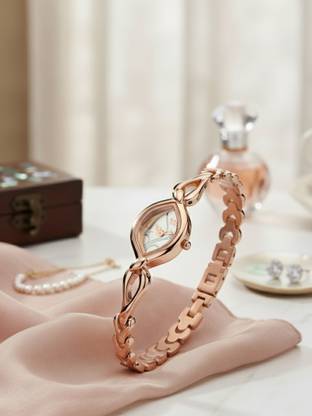 Titan NP2455WM01 Titan Quartz Silver Dial Rose Gold Metal Strap Analog Watch  - For Women