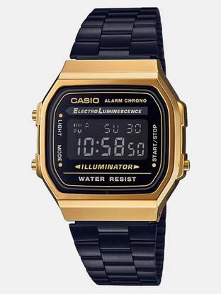 CASIO Vintage A168WEGB-1BDF Dial Black Stainless Steel Band Digital Watch  - For Men & Women