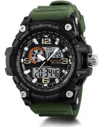 TIMEWEAR 1283ARMYGREEN TIMEWEAR Black Dial Green Silicone Strap Sports Analog-Digital Watch  - For Men