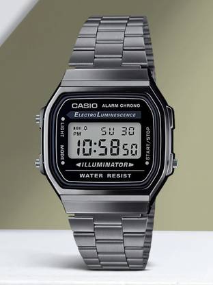CASIO A168WGG-1ADF Vintage Dial Black Stainless Steel Band Digital Watch  - For Men & Women
