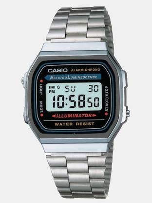 CASIO Vintage A168WA-1WDF Black Dial Silver Stainless Steel Band Digital Watch  - For Men & Women
