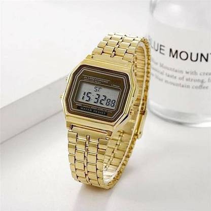 SHREESHAYAMTRADER Digital Golden Square Dial Unisex Wrist Watch for Men Women Pack of 1 (WR) Digital Watch  - For Men & Women