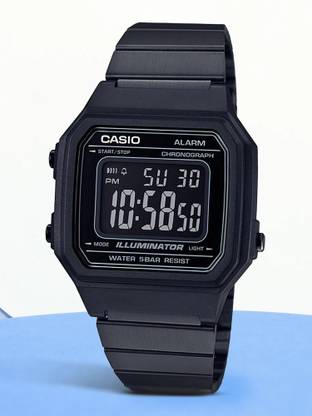 CASIO B650WB-1BDF Vintage Black Dial Black Stainless Steel Band Digital Watch  - For Men & Women