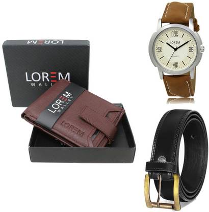 LOREM Belt, Wallet & Watch Combo
