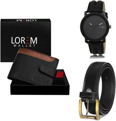LOREM Belt, Wallet & Watch Combo