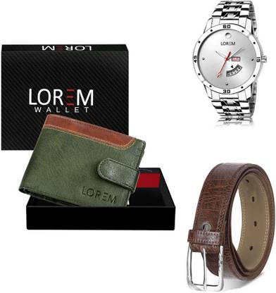 LOREM Belt, Wallet & Watch Combo