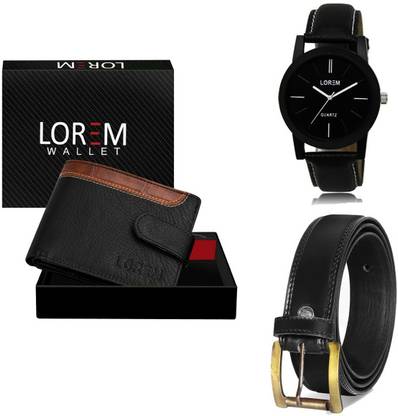 LOREM Belt, Wallet & Watch Combo
